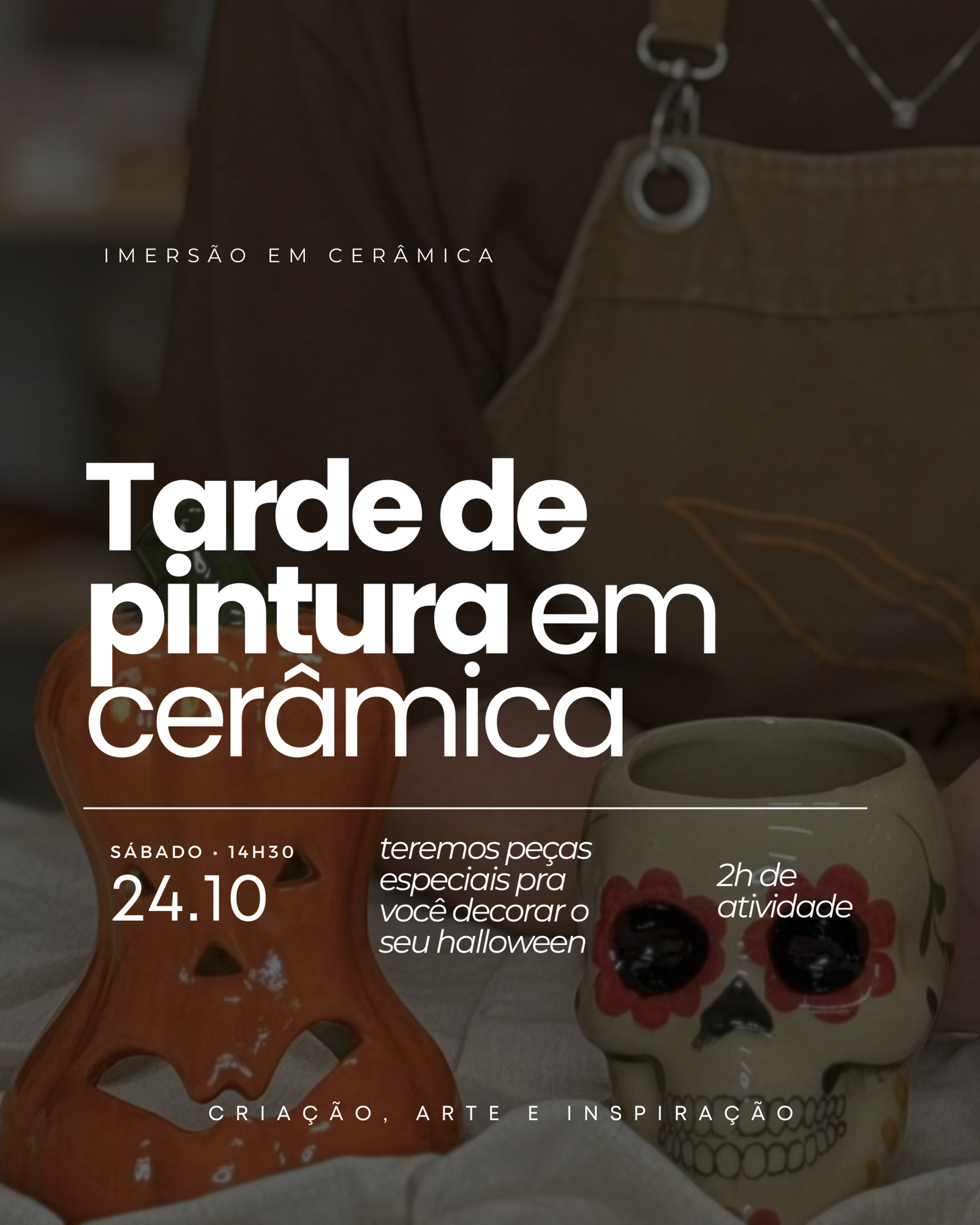 TARDE DE PINTURA EM CERÂMICA 🎃 📅 24/10 - sábado ⏰ 14:30 - 16:30